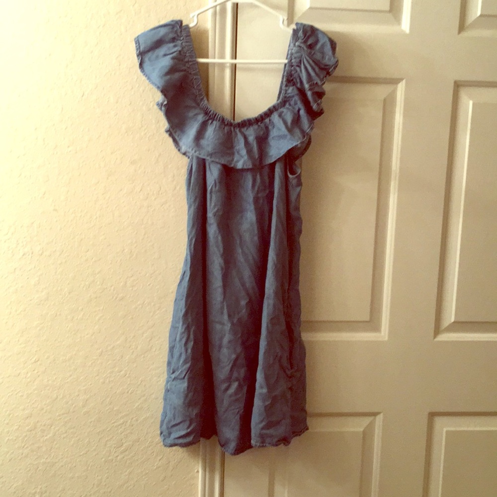 Faux Blue Jean Off The Shoulder Dress